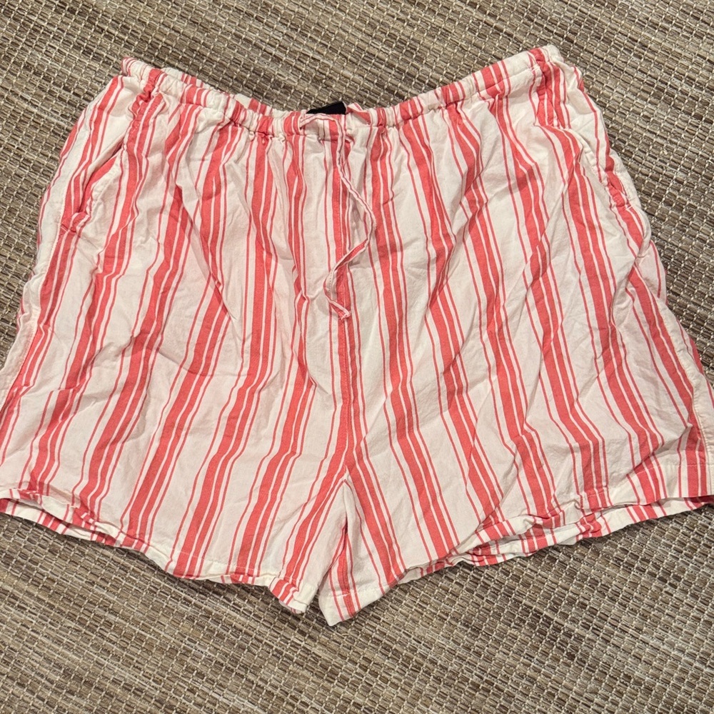 ASOS Red and White Striped High Waist Shorts